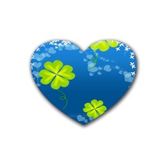 Flower Shamrock Green Blue Sexy Heart Coaster (4 Pack)  by Mariart