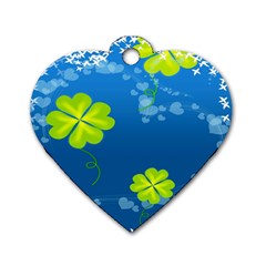 Flower Shamrock Green Blue Sexy Dog Tag Heart (one Side) by Mariart