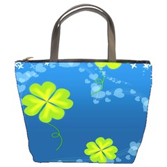 Flower Shamrock Green Blue Sexy Bucket Bags