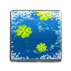 Flower Shamrock Green Blue Sexy Memory Card Reader (square)