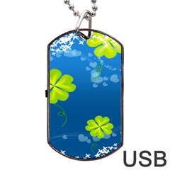 Flower Shamrock Green Blue Sexy Dog Tag Usb Flash (one Side) by Mariart