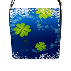 Flower Shamrock Green Blue Sexy Flap Messenger Bag (l) 