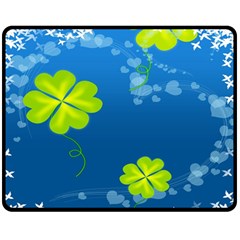 Flower Shamrock Green Blue Sexy Double Sided Fleece Blanket (medium)  by Mariart