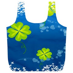 Flower Shamrock Green Blue Sexy Full Print Recycle Bags (l) 