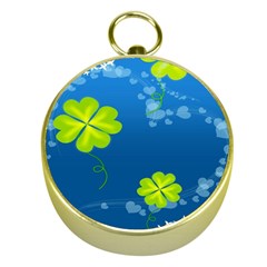 Flower Shamrock Green Blue Sexy Gold Compasses