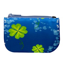 Flower Shamrock Green Blue Sexy Large Coin Purse by Mariart