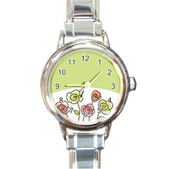 Flower Simple Green Rose Sunflower Sexy Round Italian Charm Watch