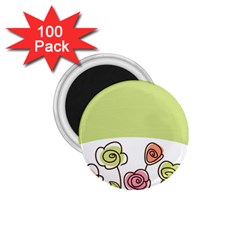 Flower Simple Green Rose Sunflower Sexy 1 75  Magnets (100 Pack) 