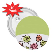 Flower Simple Green Rose Sunflower Sexy 2 25  Buttons (10 Pack)  by Mariart