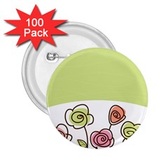 Flower Simple Green Rose Sunflower Sexy 2 25  Buttons (100 Pack)  by Mariart