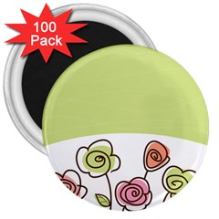 Flower Simple Green Rose Sunflower Sexy 3  Magnets (100 Pack)