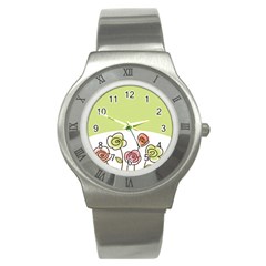 Flower Simple Green Rose Sunflower Sexy Stainless Steel Watch by Mariart