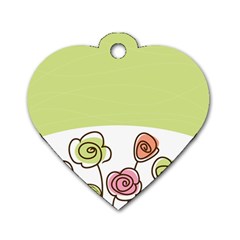 Flower Simple Green Rose Sunflower Sexy Dog Tag Heart (two Sides)