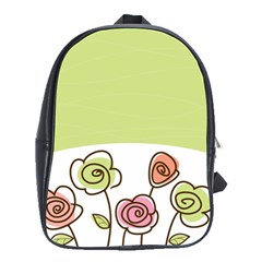 Flower Simple Green Rose Sunflower Sexy School Bag (large)