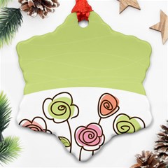 Flower Simple Green Rose Sunflower Sexy Ornament (snowflake) by Mariart