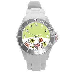 Flower Simple Green Rose Sunflower Sexy Round Plastic Sport Watch (l) by Mariart