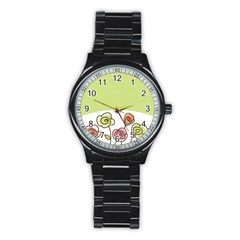 Flower Simple Green Rose Sunflower Sexy Stainless Steel Round Watch by Mariart