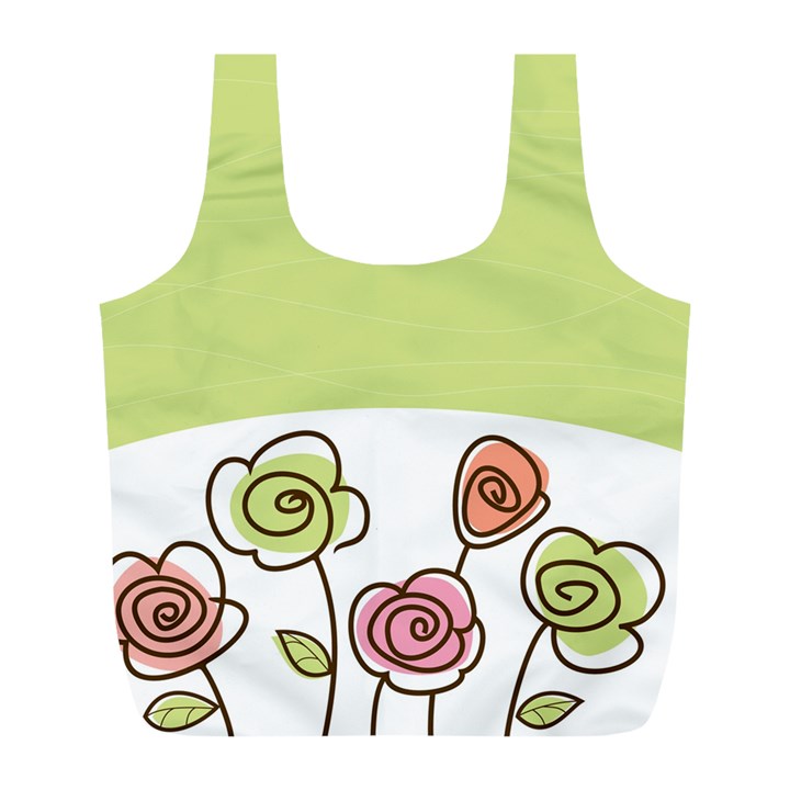 Flower Simple Green Rose Sunflower Sexy Full Print Recycle Bags (L) 