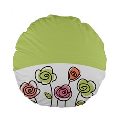 Flower Simple Green Rose Sunflower Sexy Standard 15  Premium Flano Round Cushions