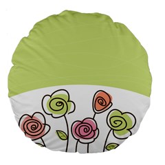 Flower Simple Green Rose Sunflower Sexy Large 18  Premium Flano Round Cushions