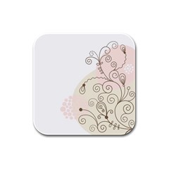 Flower Simple Pink Rubber Square Coaster (4 pack) 