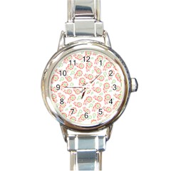 Flower Rose Red Green Sunflower Star Round Italian Charm Watch by Mariart