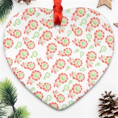 Flower Rose Red Green Sunflower Star Ornament (heart) by Mariart