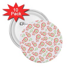 Flower Rose Red Green Sunflower Star 2 25  Buttons (10 Pack)  by Mariart