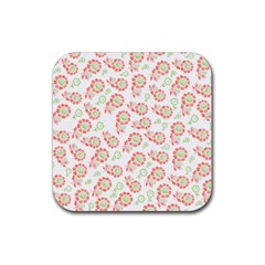 Flower Rose Red Green Sunflower Star Rubber Coaster (square) 