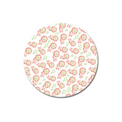 Flower Rose Red Green Sunflower Star Magnet 3  (round) by Mariart