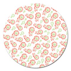 Flower Rose Red Green Sunflower Star Magnet 5  (round) by Mariart