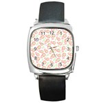 Flower Rose Red Green Sunflower Star Square Metal Watch Front