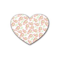 Flower Rose Red Green Sunflower Star Rubber Coaster (heart) 