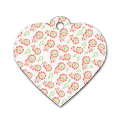 Flower Rose Red Green Sunflower Star Dog Tag Heart (two Sides)