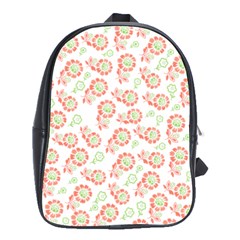 Flower Rose Red Green Sunflower Star School Bag (large)