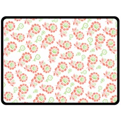 Flower Rose Red Green Sunflower Star Fleece Blanket (large)  by Mariart