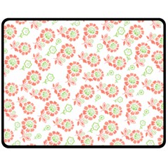 Flower Rose Red Green Sunflower Star Fleece Blanket (medium)  by Mariart