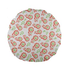 Flower Rose Red Green Sunflower Star Standard 15  Premium Round Cushions