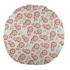 Flower Rose Red Green Sunflower Star Large 18  Premium Round Cushions by Mariart