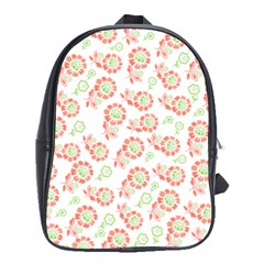 Flower Rose Red Green Sunflower Star School Bag (xl)