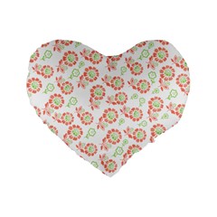 Flower Rose Red Green Sunflower Star Standard 16  Premium Heart Shape Cushions by Mariart