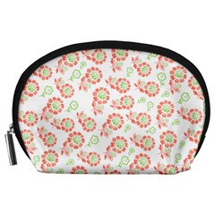 Flower Rose Red Green Sunflower Star Accessory Pouches (large)  by Mariart