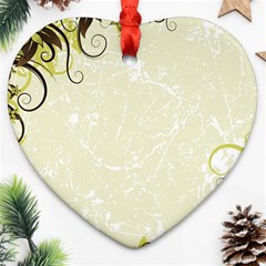 Flower Star Floral Green Camuflage Leaf Frame Ornament (heart)