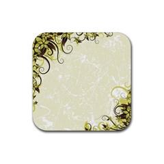 Flower Star Floral Green Camuflage Leaf Frame Rubber Coaster (square) 