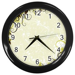 Flower Star Floral Green Camuflage Leaf Frame Wall Clocks (black)