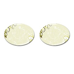 Flower Star Floral Green Camuflage Leaf Frame Cufflinks (oval)