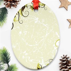 Flower Star Floral Green Camuflage Leaf Frame Oval Ornament (two Sides)