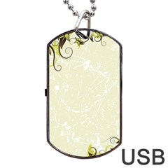 Flower Star Floral Green Camuflage Leaf Frame Dog Tag Usb Flash (two Sides) by Mariart