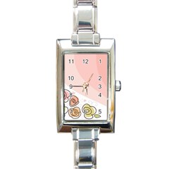 Flower Sunflower Wave Waves Pink Rectangle Italian Charm Watch by Mariart