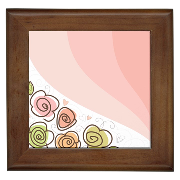 Flower Sunflower Wave Waves Pink Framed Tiles